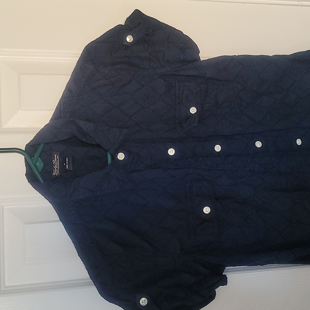 Lucky Brand Women's Navy Blue Casual Button Up Shirt in Size S